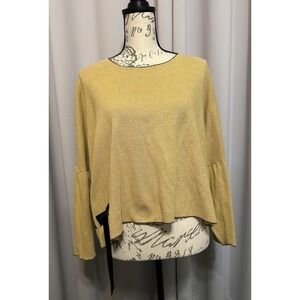 Noblu Crop Top M Yellow Textured Black Strap Oversized Artsy